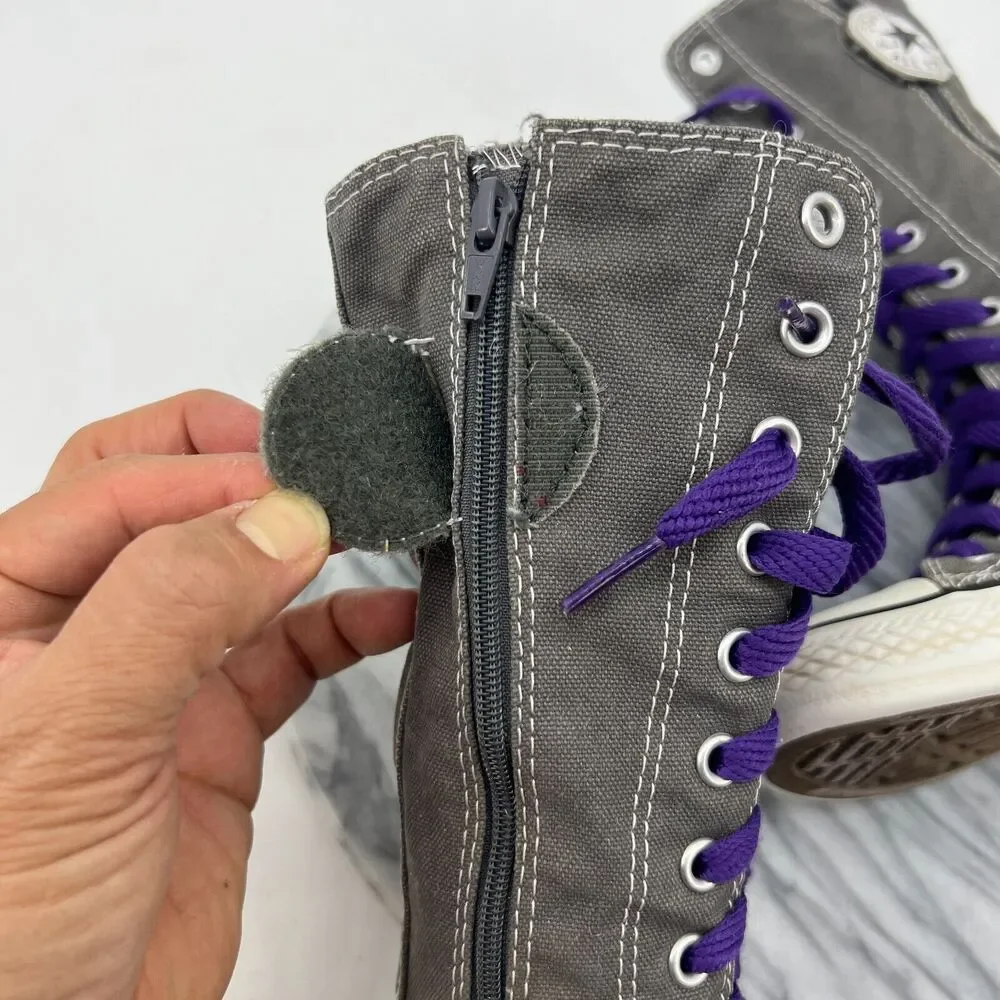 Converse Super High Top Sneakers Juniors 1 Gray Chuck Taylor All Star Calf Knee - Picture 7 of 12